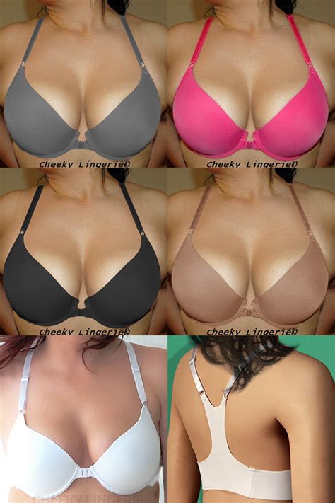 34B 34C 34D PERFECT Fit Semaless RACERBACK Front CLOSE Push Up PLUNGE BRA - Bras & Bra Sets