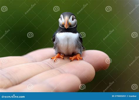 Puffin Tiny Smallest Animal in the World Standing on Human Hand ...