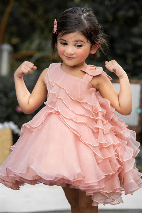 Buy Pink Viscose Organza Embroidered Sleeping Beauty Ruffle Dress For Girls by Ba Ba Baby ...