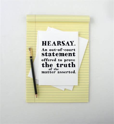 This listing is for one greeting card that reads: Front: Hearsay ...