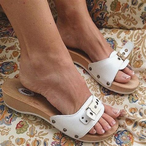 women feet sandals wood 0145 | Clogs shoes fashion, Bare foot sandals, Dr scholls shoes