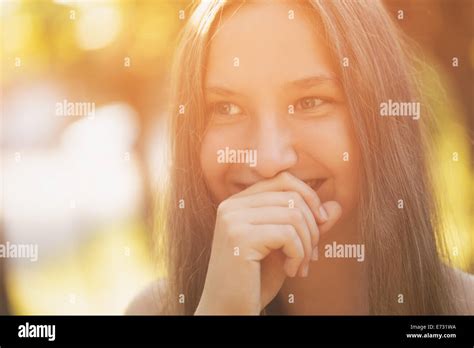 teen girl smiling on outdoor walk, summer time Stock Photo - Alamy