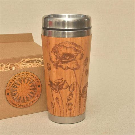 POPPY ROW Travel Mug Engraved Wood Tumbler | Coffee desk, Engraved wood, Engraved tumbler