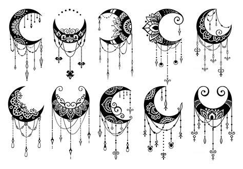 Crescent moon mandala style, moon decoration element collection 2918821 ...