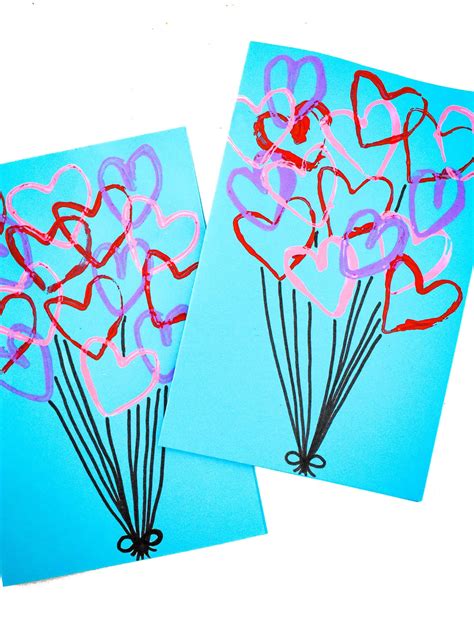 Toilet Paper Roll Heart Stamp {Heart Balloon Card} - Kids Activity Zone