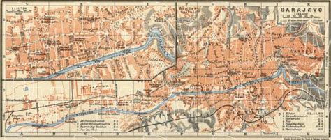 Old map of Sarajevo in 1911. Buy vintage map replica poster print or download picture