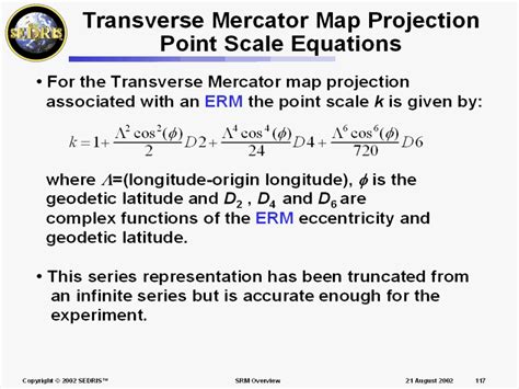 Transverse Mercator Map Projection Point Scale Equations