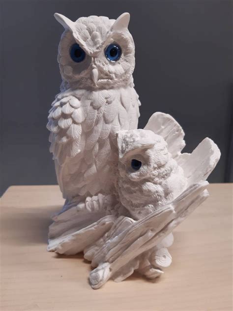 Two Owls Sculpture With Blue Eyes Marble Greek Handmade Statue - Etsy