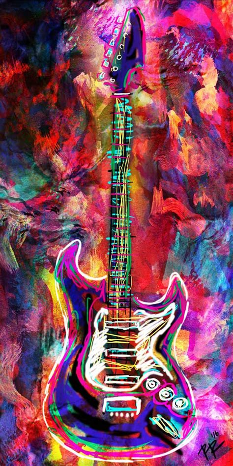 Guitar Canvas Art, Rock n Roll, Panoramic painting on Wood, Metal, Acrylic | Guitarras de rock ...