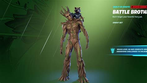 All Groot Fortnite Awakening Challenges: Baby Groot Back Bling, Battle Brothers Rocket Pet Emote ...