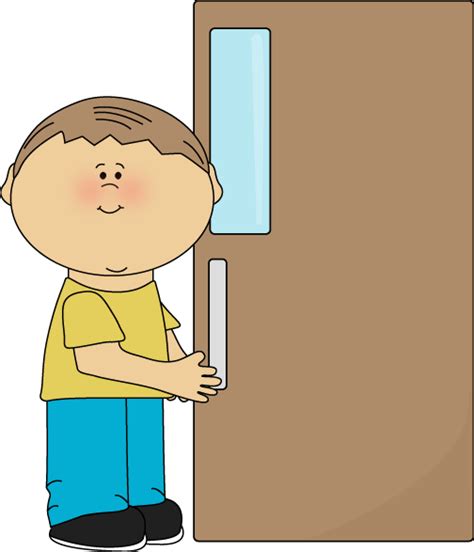 shut the doorclipart | Boy Door Holder Clip Art Image - boy holding a door open. This image ...