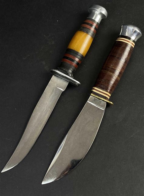 Sold Price: (2) Vintage Hunting Knives W/ Leather Sheaths - January 5, 0121 12:00 PM MST