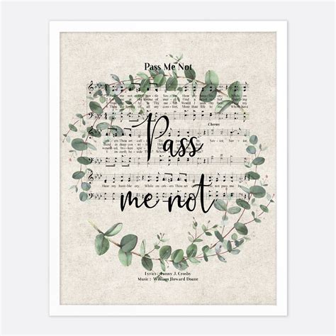 Pass Me Not Vintage Hymn Wall Art Print Biblical Sheet Music | Etsy