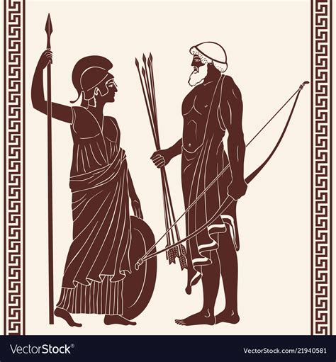 Athena pallada and odysseus Royalty Free Vector Image