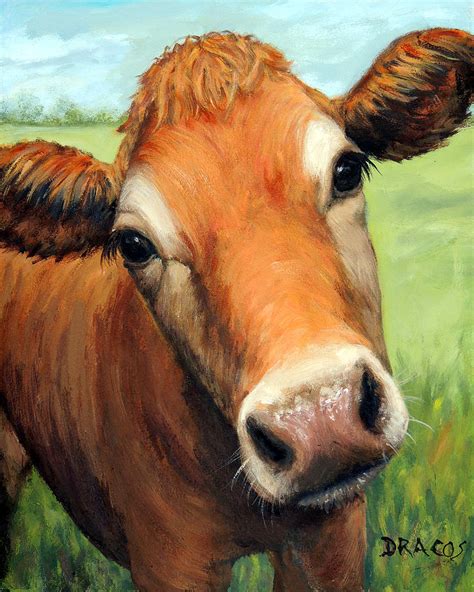 Young Jersey Cow in Field Painting by Dottie Dracos - Pixels