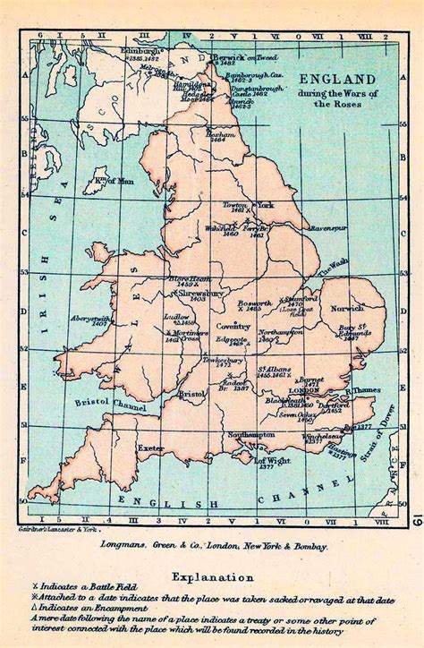 Map of England during the Wars of the Roses 1455-1485 | Wars of the ...