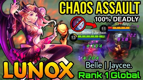 Lunox Deadly Chaos Assault! - Top 1 Global Lunox by Belle | Jaycee. - MLBB - YouTube