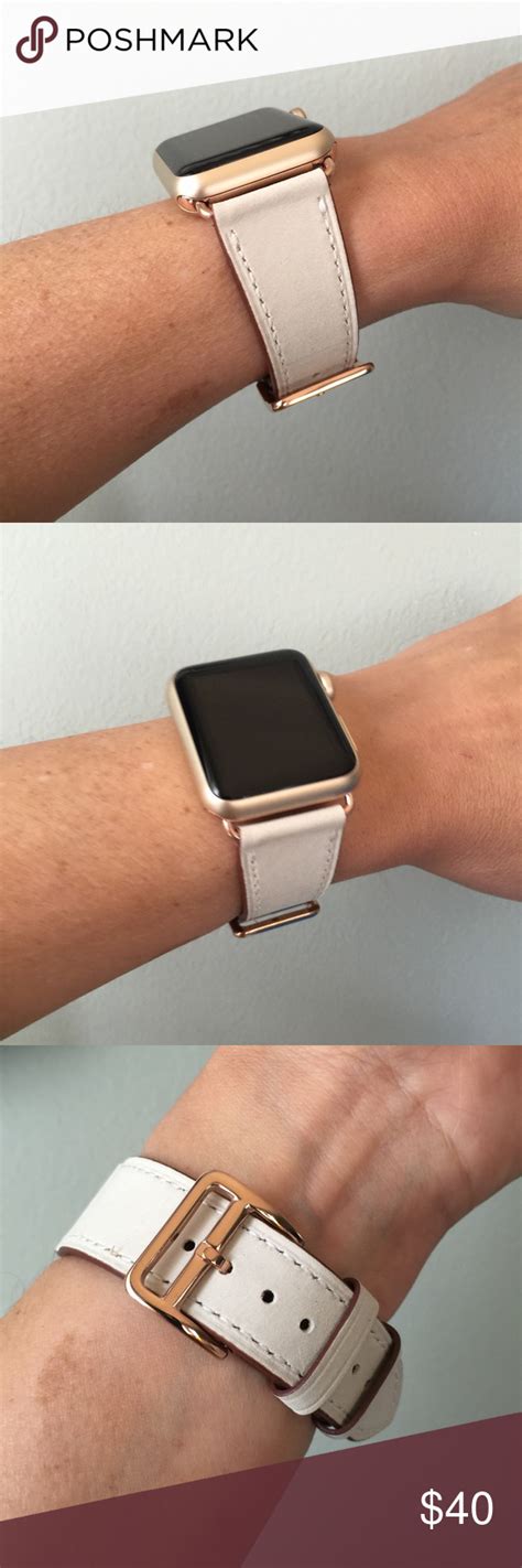 🌸ROSE GOLD Ivory Leather Apple Watch Band 🌸 | Apple watch bands leather ...