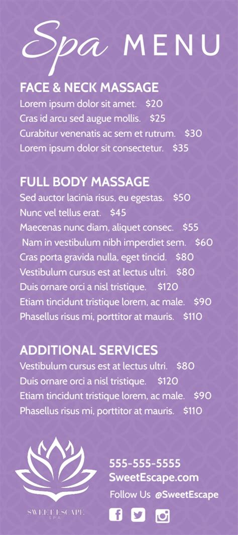 Purple Spa Menu Template | MyCreativeShop