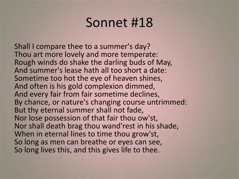 PPT - Sonnet #18 PowerPoint Presentation, free download - ID:879148