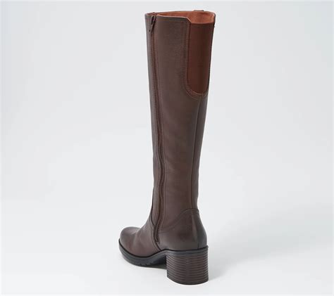 Clarks Collection Wide Calf Tall Leather Boots - Hollis Moon - QVC.com