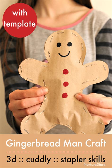 Easy gingerbread man craft with template for stapler skills ...