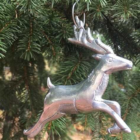 Handcrafted Aluminum Reindeer Christmas Tree Ornament