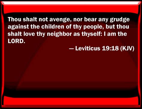 Leviticus 19:18 You shall not avenge, nor bear any grudge against the children of your people ...