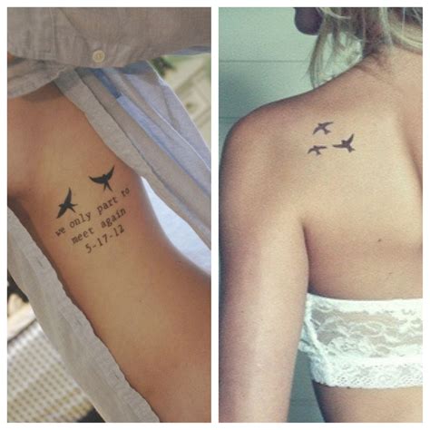 Want to combine these two tattoos. 6 birds flying away with the phrase ...