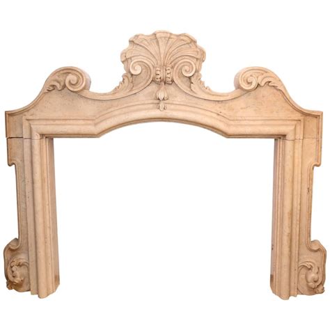 Antique Italian Marble Fireplace with Cartouche at 1stDibs