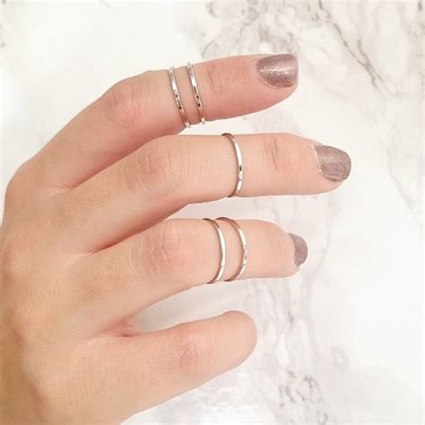 Minimalist Silver Midi Rings Set Of Five By Full Circle Designs ...