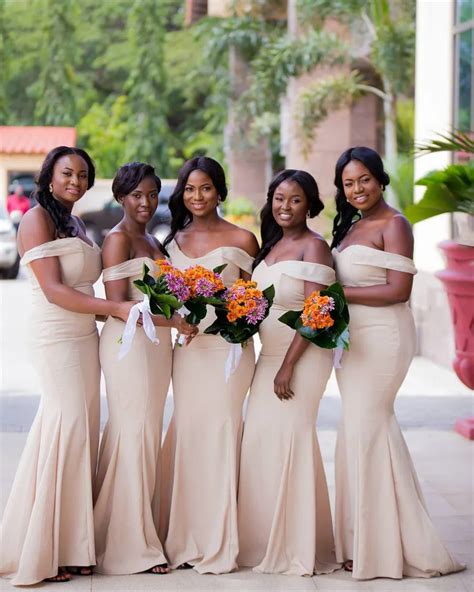 Lovely 2019 African Bridesmaid Dresses Strapless Off The Shoulder Floor ...