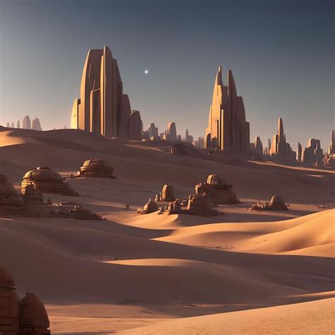 Premium Photo | Futuristic modern city building in sand desert ...