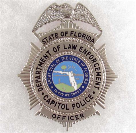 DEPARTMENT OF LAW ENFORCEMENT STATE OF FLORIDA CAPITAL POLICE LAW BADGE