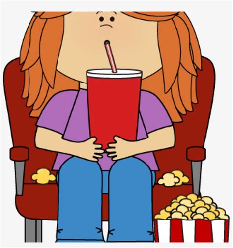 Movie Theater Clip Art Girl In Movie Theater With Movie - Watching A Movie Cartoon Transparent ...