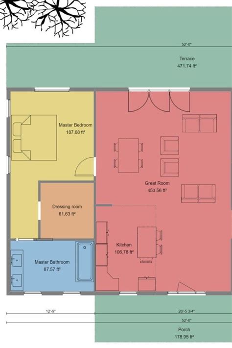 2D floor plan of a small single family house. Drawing 2D floor plans to scale is easier and ...