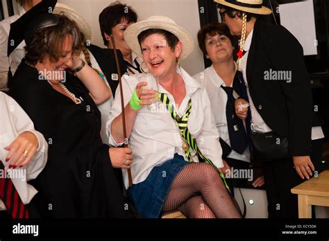 A group of women on a 'naughty schoolgirls' St Trinian's style themed Hen Party pub crawl ...