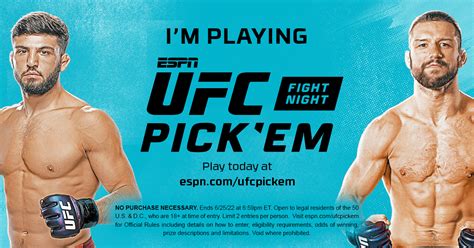 ESPN UFC Fight Night Pick'em - Entry - Settings