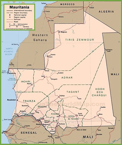 Mauritania political map - Ontheworldmap.com