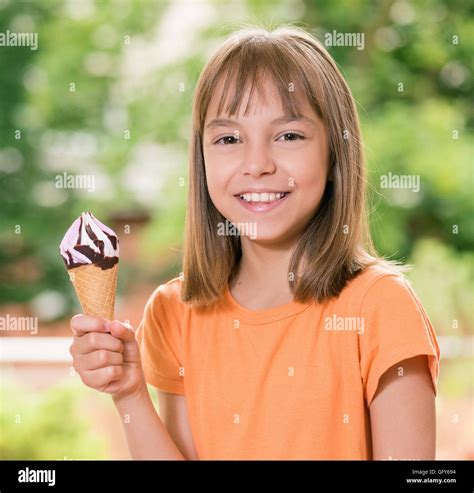 Girl with ice cream Stock Photo - Alamy