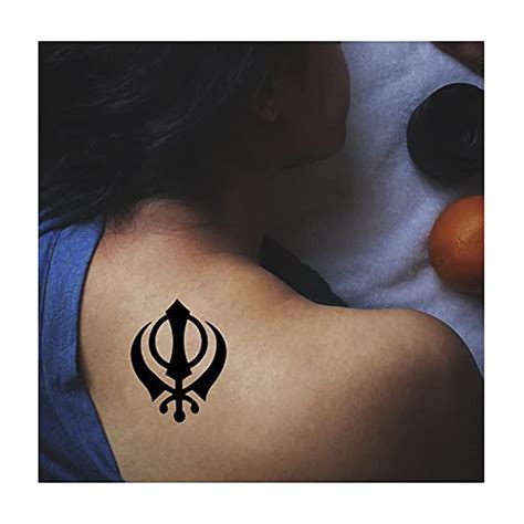 Comet Busters Temporary Tattoo Black Khanda Tattoo Sticker (Sikh Khanda ...