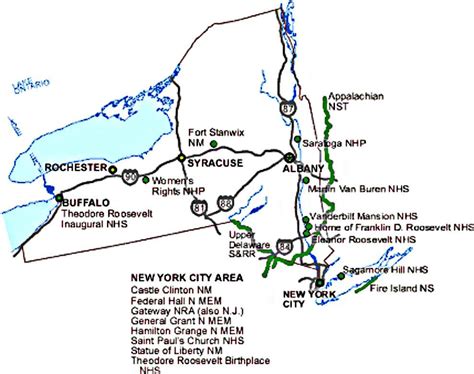 ♥ New York State National Parks Map NYS NY