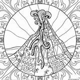 Volcano Zentangle Adults Coloring page Printable sketch template