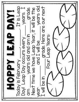 Leap Day and Leap Year Printable Activities by Just Reed | TpT