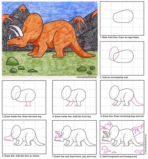 Draw a Triceratops · Art Projects for Kids