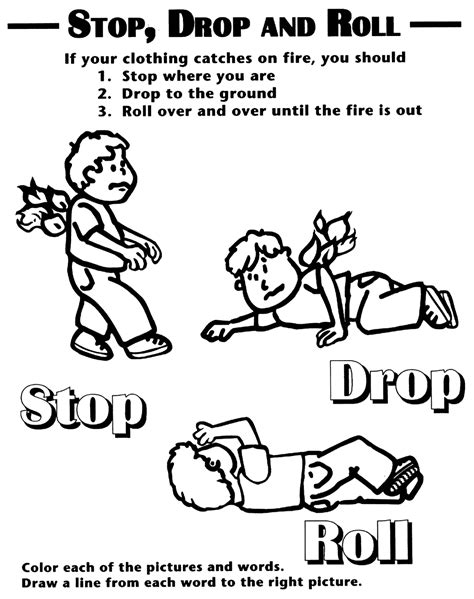 stopdroprollposter | Fire safety for kids, Fire safety preschool, Fire safety activities