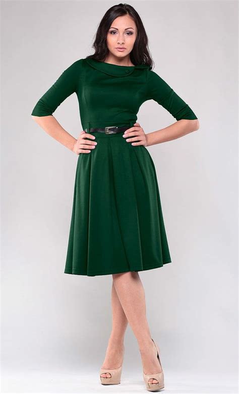 Dark green dress. Autumn winter dress. Dress for par Annaclothing ...