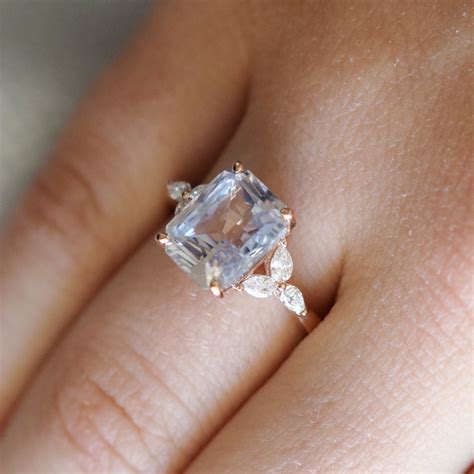 White sapphire engagement ring. color change sapphire ring 4.07ct ...