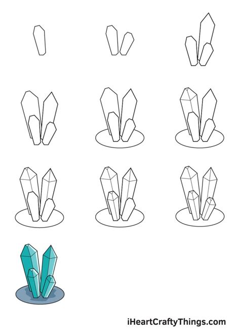 Crystals Drawing - How To Draw Crystals Step By Step