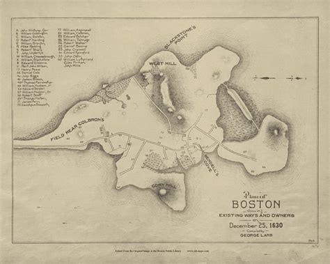Boston 1630 - Boston Early Maps - OLD MAPS